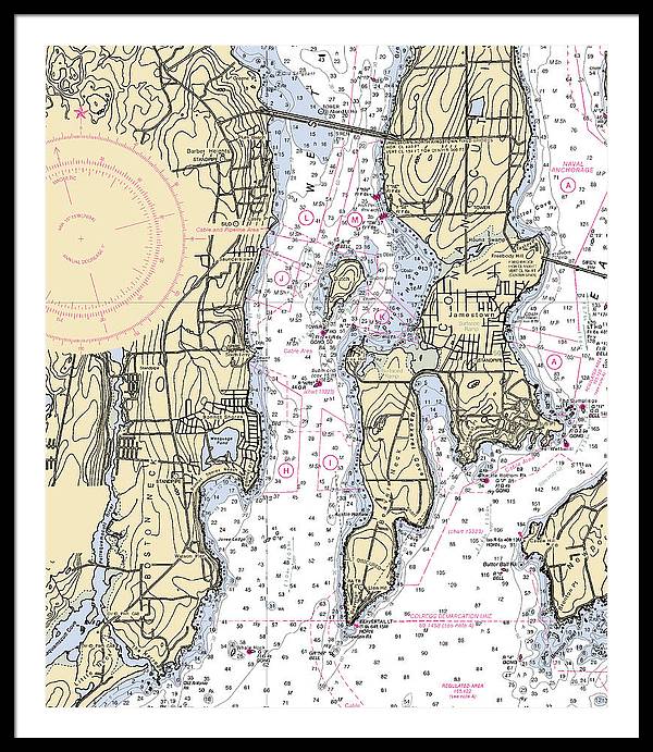 West Passage-rhode Island Nautical Chart - Framed Print