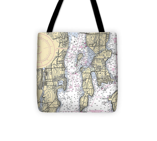 West Passage Rhode Island Nautical Chart Tote Bag