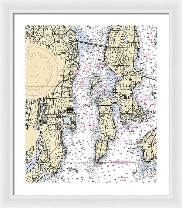 West Passage-rhode Island Nautical Chart - Framed Print