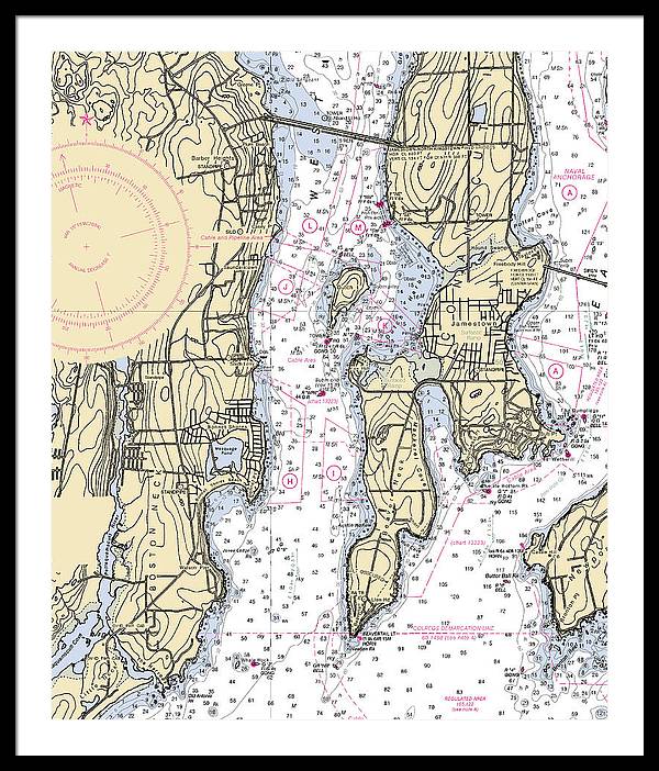 West Passage-rhode Island Nautical Chart - Framed Print