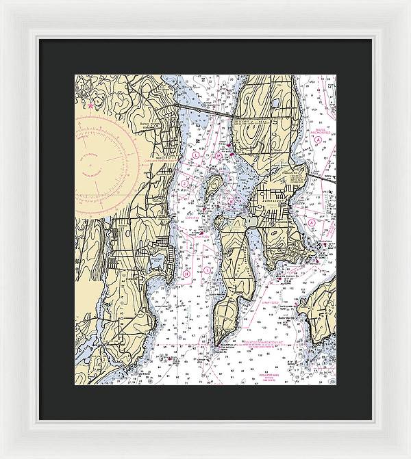 West Passage-rhode Island Nautical Chart - Framed Print