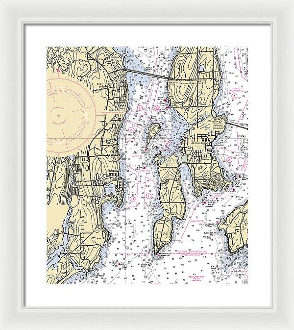 West Passage-rhode Island Nautical Chart - Framed Print