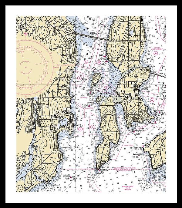 West Passage-rhode Island Nautical Chart - Framed Print