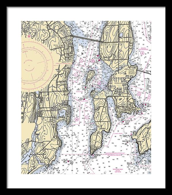 West Passage-rhode Island Nautical Chart - Framed Print