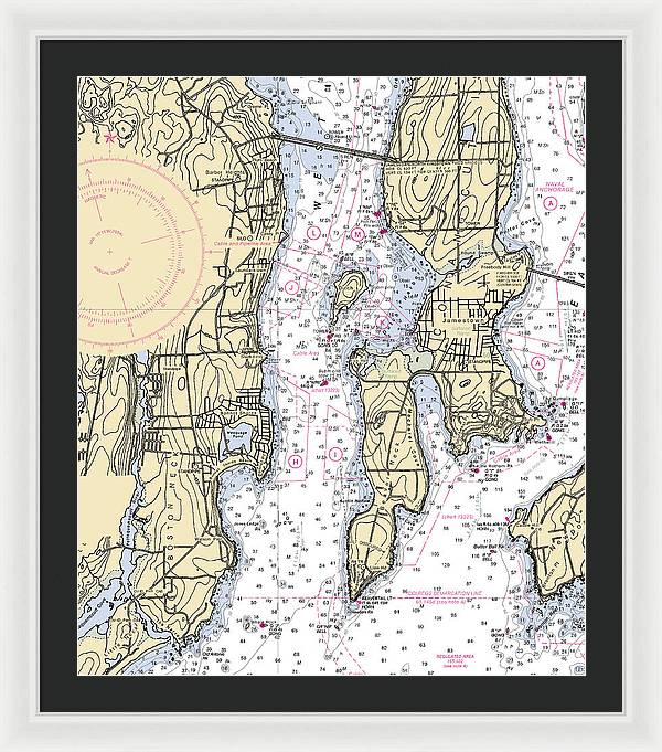 West Passage-rhode Island Nautical Chart - Framed Print