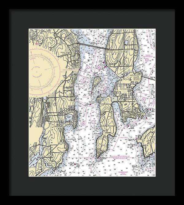 West Passage-rhode Island Nautical Chart - Framed Print