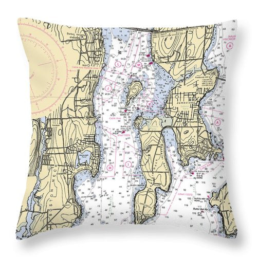 West Passage-rhode Island Nautical Chart - Throw Pillow