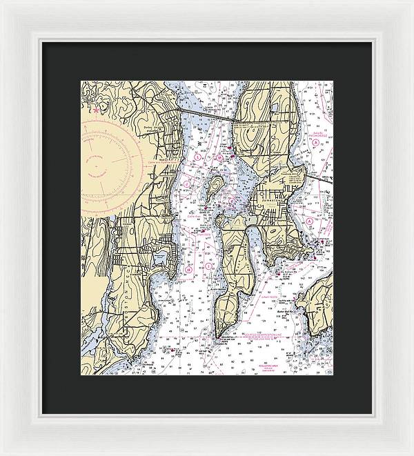 West Passage-rhode Island Nautical Chart - Framed Print