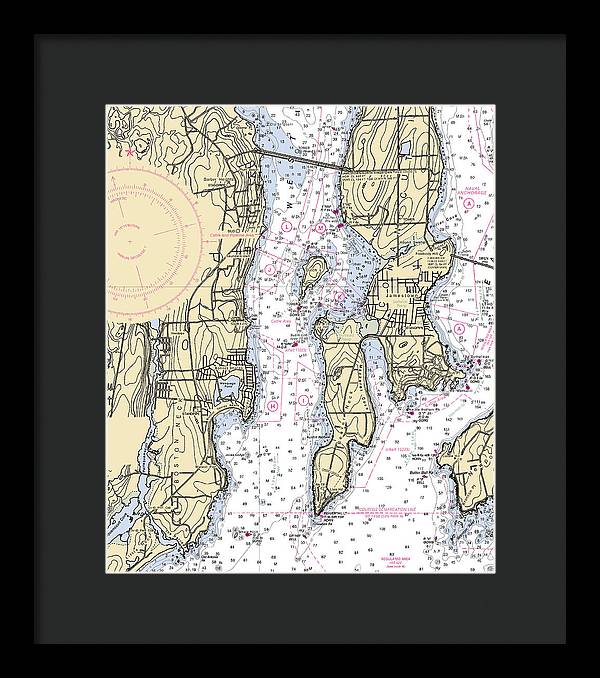 West Passage-rhode Island Nautical Chart - Framed Print