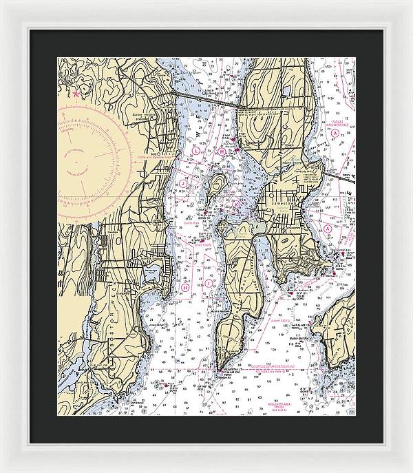 West Passage-rhode Island Nautical Chart - Framed Print