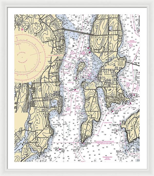 West Passage-rhode Island Nautical Chart - Framed Print