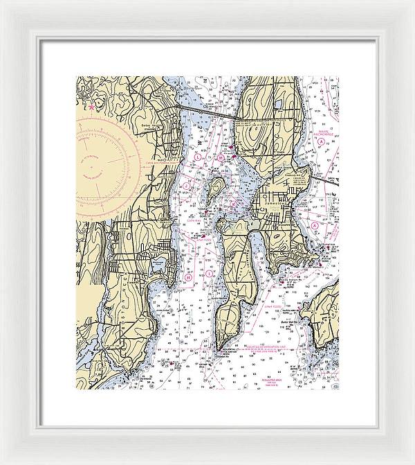 West Passage-rhode Island Nautical Chart - Framed Print