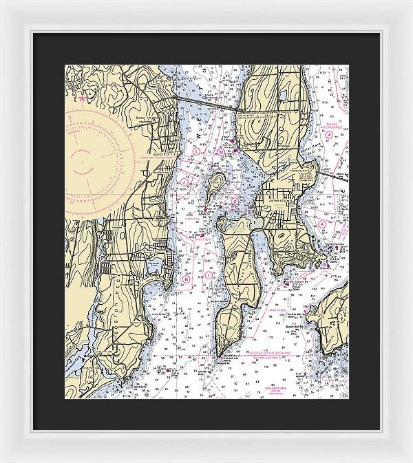 West Passage-rhode Island Nautical Chart - Framed Print