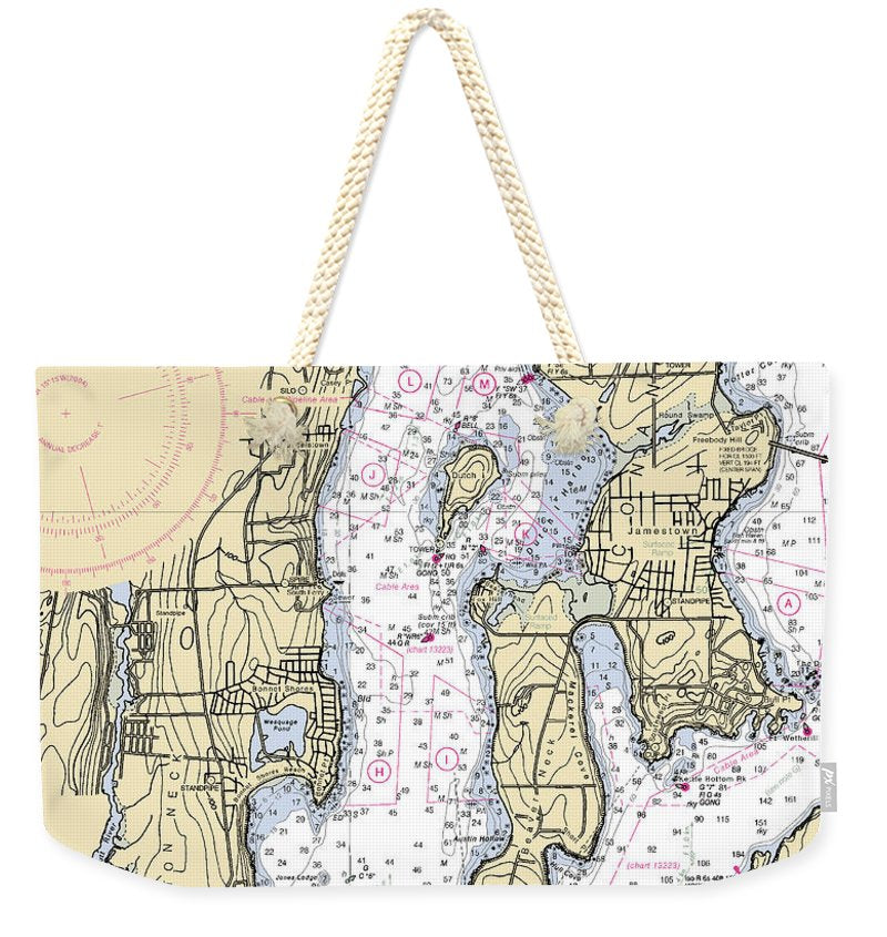 West Passage-rhode Island Nautical Chart - Weekender Tote Bag