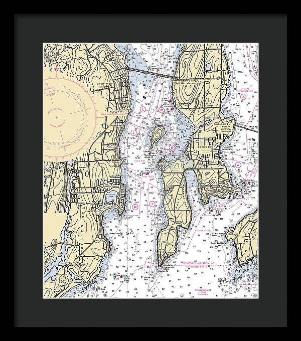 West Passage-rhode Island Nautical Chart - Framed Print