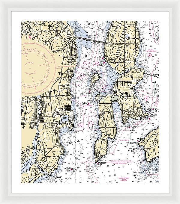 West Passage-rhode Island Nautical Chart - Framed Print