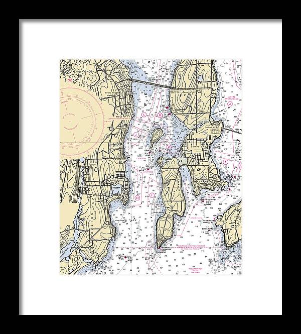 West Passage-rhode Island Nautical Chart - Framed Print