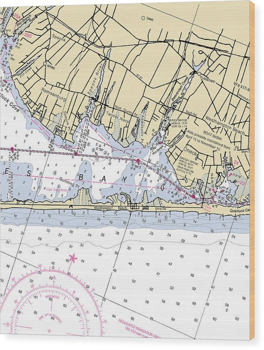 Westhampton Beach-New York Nautical Chart Wood Print