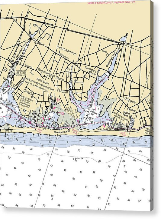 Westhampton New York Nautical Chart - Acrylic Print – 7" x 8" – Acrylic Nautical Chart Print by SeaKoast.
