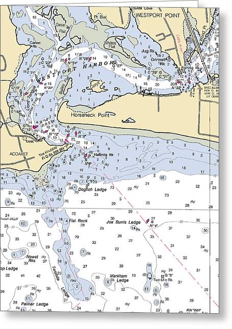 Westport Harbor-massachusetts Nautical Chart - Greeting Card