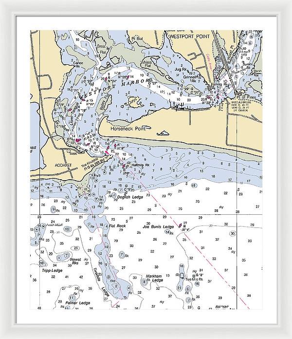 Westport Harbor-massachusetts Nautical Chart - Framed Print