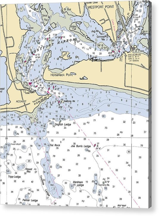 Westport Harbor-Massachusetts Nautical Chart  Acrylic Print