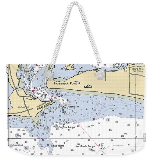 Westport Harbor-massachusetts Nautical Chart - Weekender Tote Bag