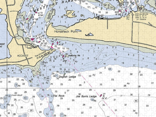 Westport Harbor Massachusetts Nautical Chart Puzzle