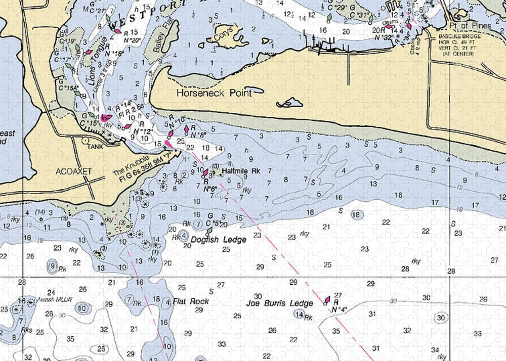 Westport Harbor-massachusetts Nautical Chart - Puzzle