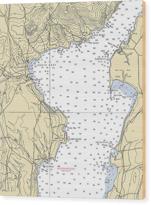 Westport-Lake Champlain  Nautical Chart Wood Print