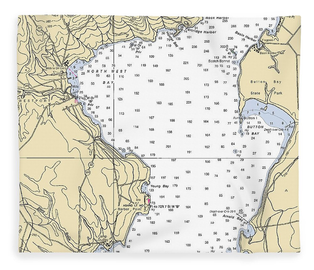 Westport Lake Champlain  Nautical Chart Blanket