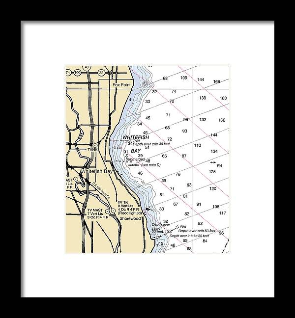 Whitefish Bay-lake Michigan Nautical Chart - Framed Print