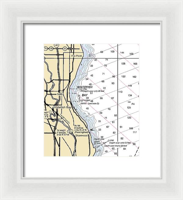 Whitefish Bay-lake Michigan Nautical Chart - Framed Print