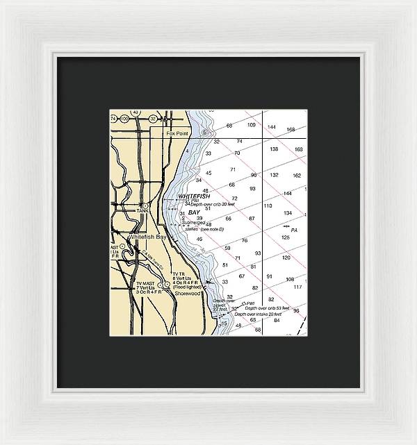 Whitefish Bay-lake Michigan Nautical Chart - Framed Print