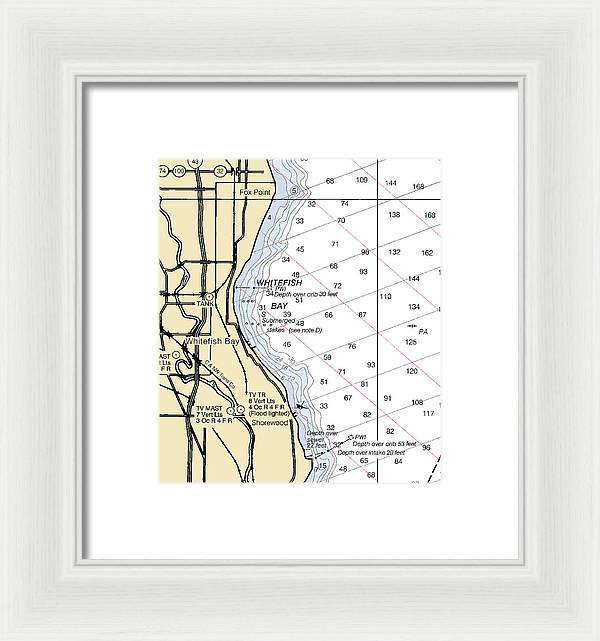 Whitefish Bay-lake Michigan Nautical Chart - Framed Print