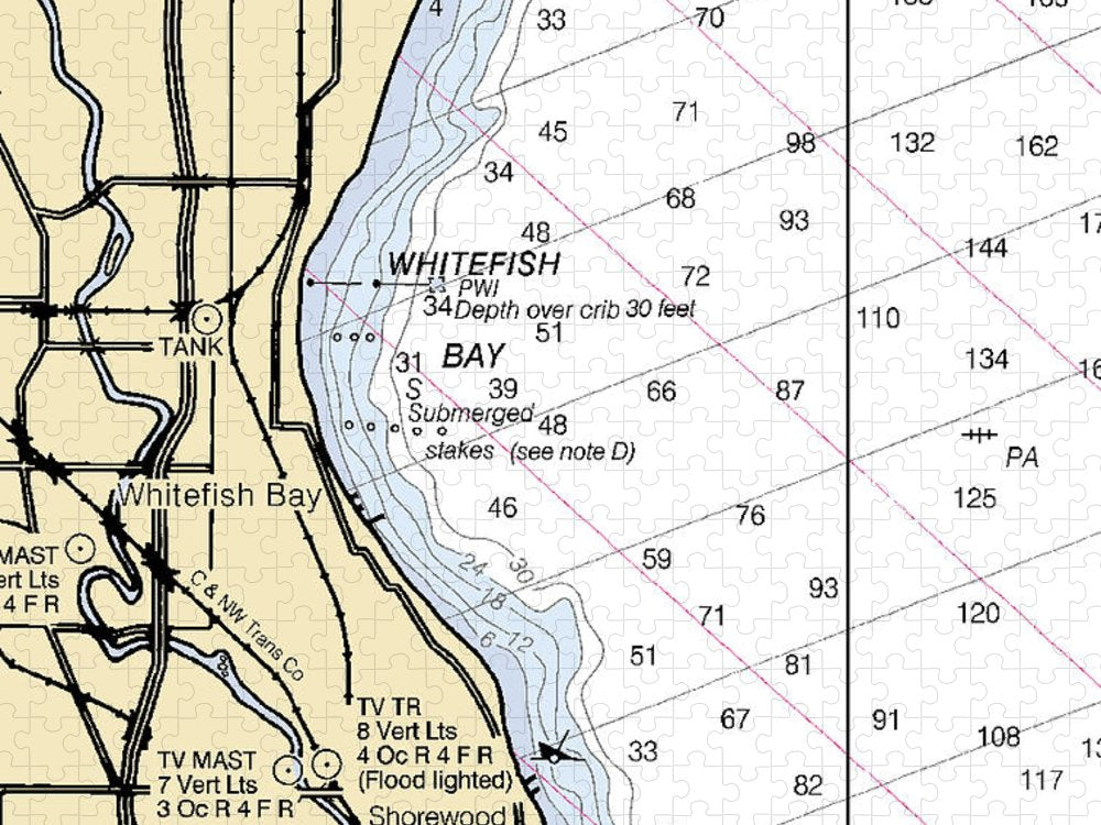 Whitefish Bay Lake Michigan Nautical Chart Puzzle