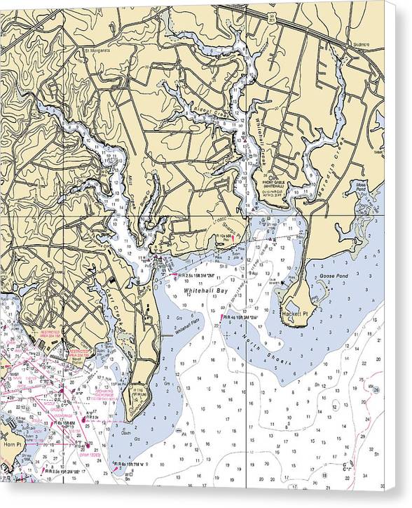 Whitehall Bay-maryland Nautical Chart - Canvas Print