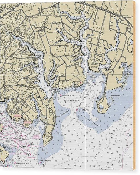 Whitehall Bay-Maryland Nautical Chart Wood Print