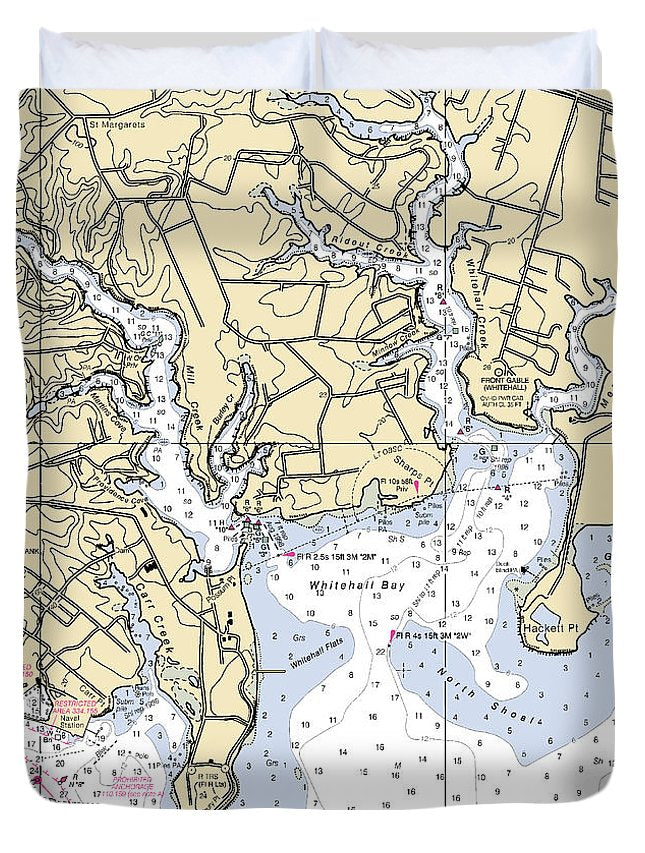 Whitehall Bay-maryland Nautical Chart - Duvet Cover