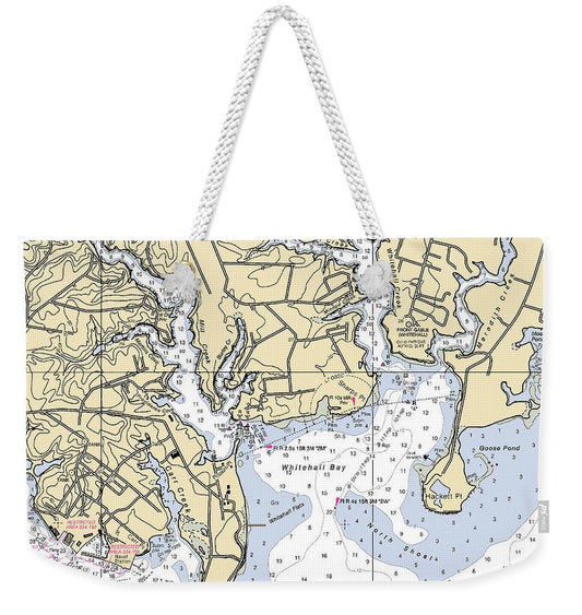Whitehall Bay-maryland Nautical Chart - Weekender Tote Bag