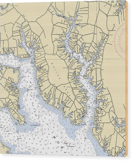 Whites Neck-Virginia Nautical Chart Wood Print