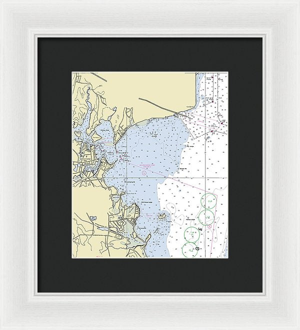 Wickford Rhode Island Nautical Chart - Framed Print