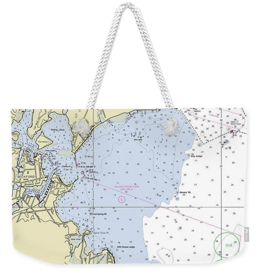 Wickford Rhode Island Nautical Chart - Weekender Tote Bag