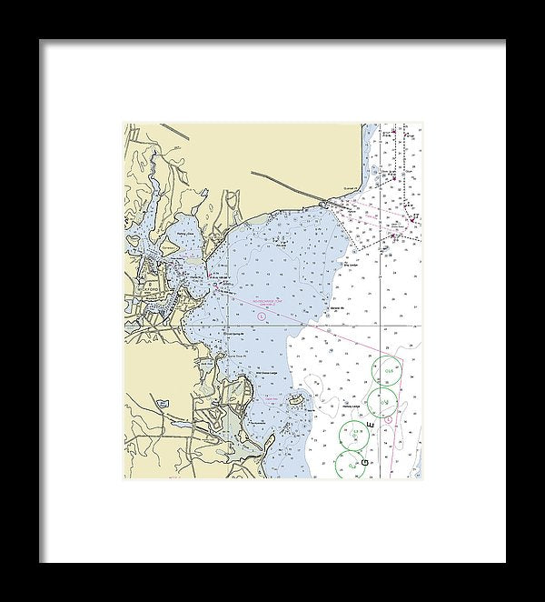 Wickford Rhode Island Nautical Chart - Framed Print