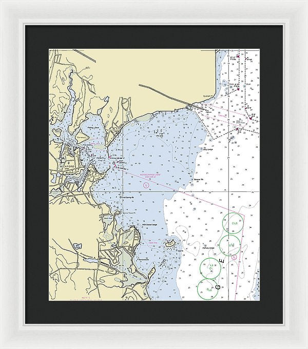 Wickford Rhode Island Nautical Chart - Framed Print