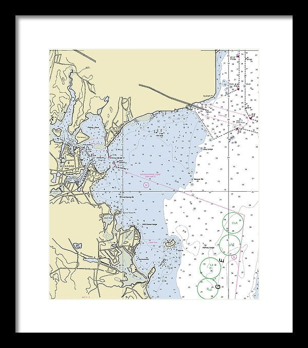 Wickford Rhode Island Nautical Chart - Framed Print