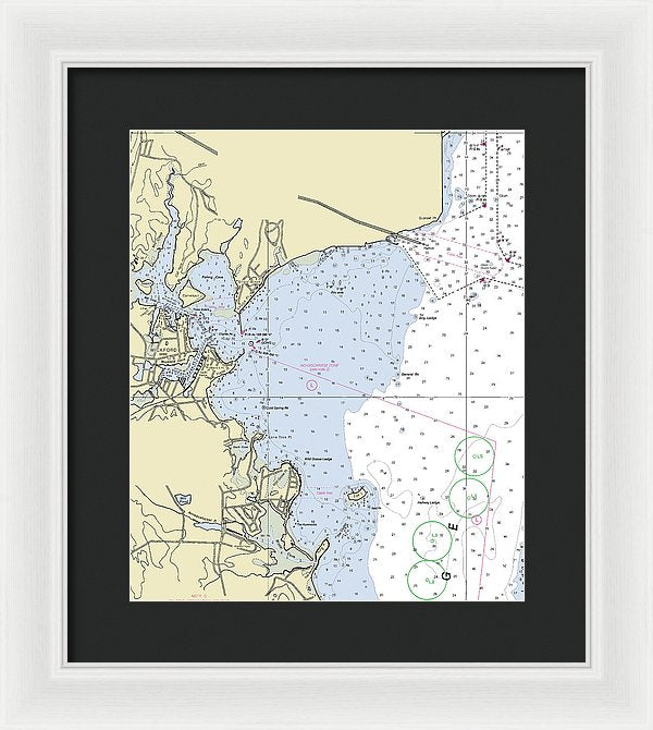 Wickford Rhode Island Nautical Chart - Framed Print