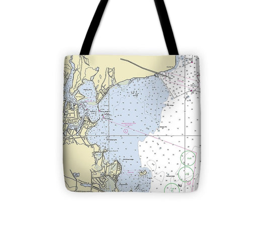 Wickford Rhode Island Nautical Chart Tote Bag