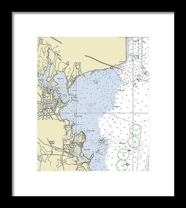 Wickford Rhode Island Nautical Chart - Framed Print