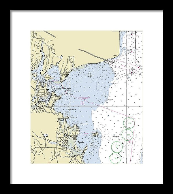 Wickford Rhode Island Nautical Chart - Framed Print